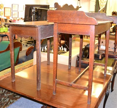 Lot 1108 - A 19th century oak washstand, together with a side table of similar date