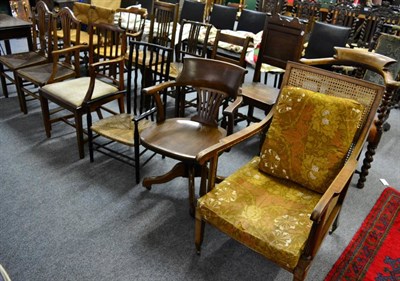 Lot 1120 - A Warings, Oxford Street London, inlaid mahogany bergere chair, together with an early 20th century