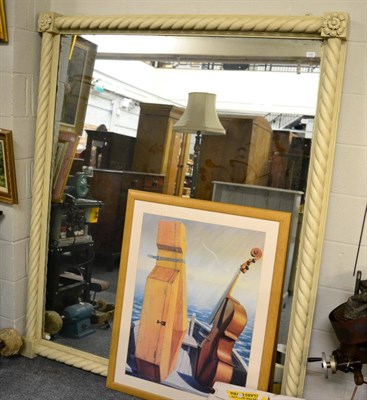 Lot 1141 - A large impressive painted rope twist mirror frame, with conforming 19th century mirror plate