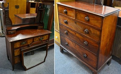 Lot 1170 - A 19th century mahogany four height chest of drawers and a later dressing table