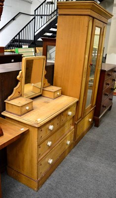 Lot 1171 - A Victorian painted pine wardrobe and chest