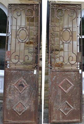 Lot 1183 - Salvage; a pair of impressive wrought iron gates