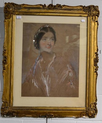 Lot 1191 - John Hayter, portrait of Margory Ellice, pastel, signed, dated 1854 and inscribed ";London"