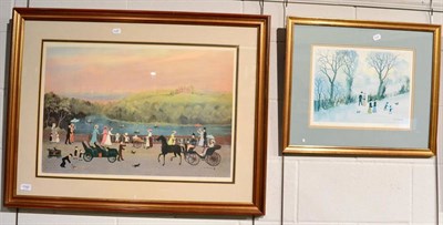 Lot 1192 - After Helen Bradley, a pair of prints, 'Going Home Through the Snow' and 'It was a Beautiful Place'