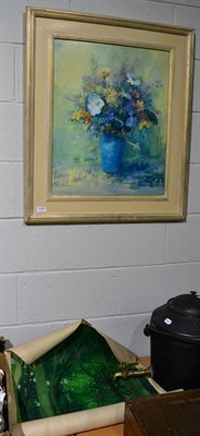 Lot 1197 - John Bowman, Still life of a vase with flowers, signed, oil on board, together with a modern Danish