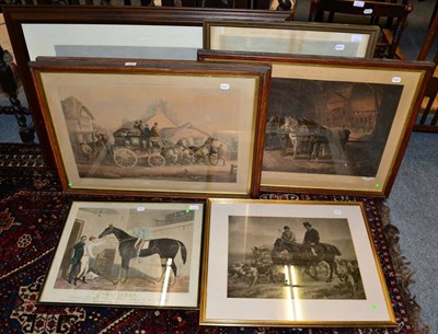 Lot 1206 - Quantity of prints depicting coaching scenes titled 'Pulling up to un'skid', 'The Oversight',...