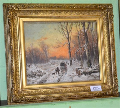 Lot 1229 - Continental School (19th century) Winter landscape, initialled H M P?, oil on board