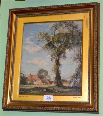 Lot 1252 - Robert Hope RSA (1869 - 1936) ";Near East Linton";, signed, oil on board