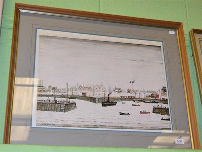 Lot 1257 - After Laurence Stephen Lowry RA (1887-1976) ";The Harbour";, signed in pencil, with the...