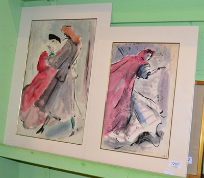 Lot 1261 - Elinor Bellingham-Smith (1906-1988) ";Red Lady";, initialled, watercolour, together with a...