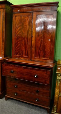 Lot 1292 - A George III mahogany bureau bookcase