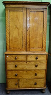 Lot 1294 - A Victorian satin birch bookcase cabinet