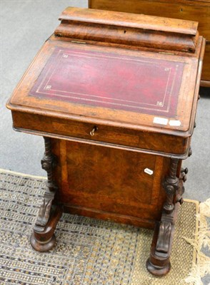 Lot 1324 - Victorian walnut veneered inlaid Davenport