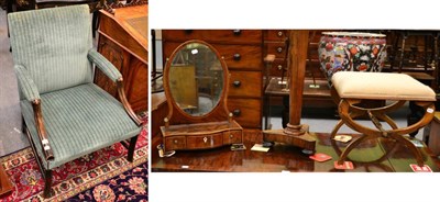 Lot 1327 - Victorian rosewood stool; an early 19th century mahogany table mirror; and a George III style...