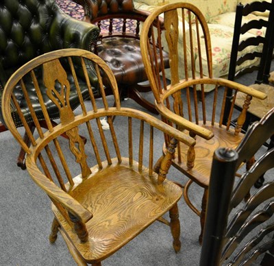 Lot 1346 - Two late 19th century Windsor armchairs