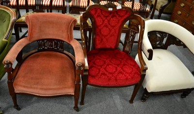 Lot 1353 - Edwardian mahogany framed tub chair and an Edwardian mahogany framed armchair