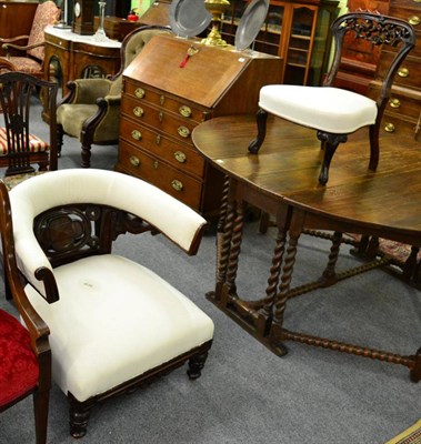 Lot 1354 - A Victorian mahogany horseshoe back chair and a Victorian mahogany low nursing chair