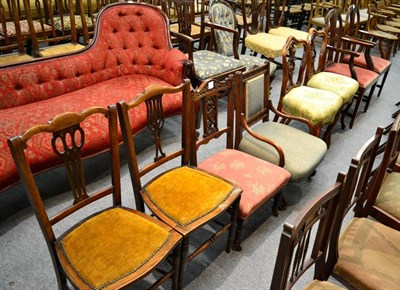 Lot 1358 - Two Victorian mahogany salon chairs; two George III style dining chairs; and four other various...