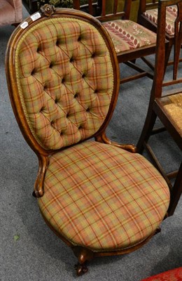 Lot 1362 - A Victorian chair upholstered in tartan check fabric