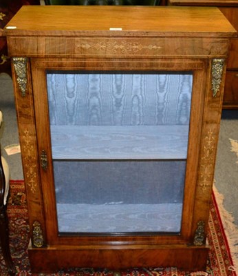 Lot 1369 - Late Victorian walnut veneered and inlaid glazed bookcase with gilt metal mounts