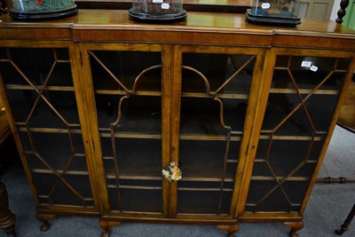 Lot 1382 - A 1930's mahogany break front glazed bookcase/display cabinet