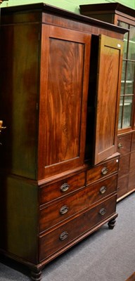 Lot 1405 - George III mahogany linen press