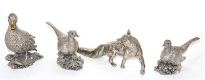 Lot 24 - A pair of Country Artists filled silver pheasant models, a Country Artists filled silver model of a
