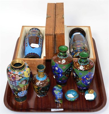 Lot 51 - A collection of cloisonne wares, two boxed and nine others (11)