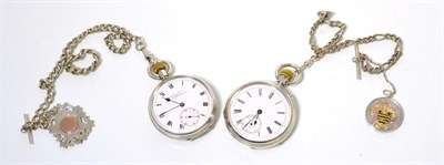Lot 56 - Two silver open faced keyless pocket watches, signed Kendal & Dent, London and W Lockwood,...