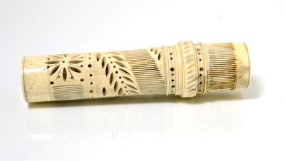 Lot 65 - A 19th century Chinese ivory needle case containing ";Pick up Sticks"