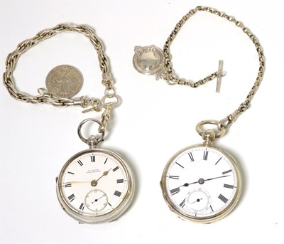 Lot 73 - Two silver open faced pocket watches, signed H Samuel, Manchester and Waltham, Mass, both cases...