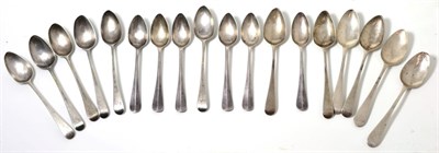 Lot 84 - A set of six George III silver teaspoons; two further sets of three, one set Newcastle; and a...