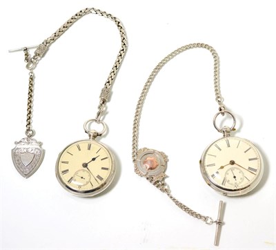 Lot 92 - Two silver open faced pocket watches, signed John Bradshaw, Bolton and the other unsigned, both...