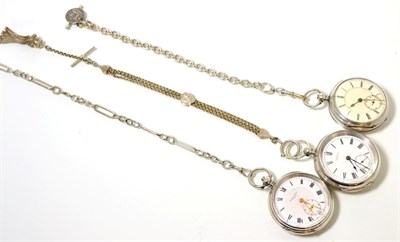 Lot 101 - Three silver open faced pocket watches, signed Waltham, Mass Harris Stone, Leeds and E Wise,...