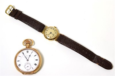 Lot 120 - A 9 carat gold gents wristwatch and a gold plated pocket watch