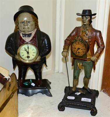 Lot 130 - A reproduction John Bull automata timepiece and a reproduction Peddler clock seller timepiece