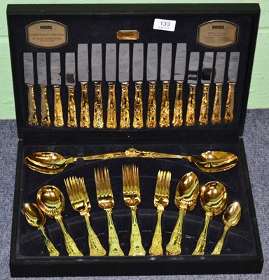 Lot 133 - A Viners gold plated flatware service in canteen