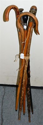 Lot 143 - Seven various walking sticks/canes