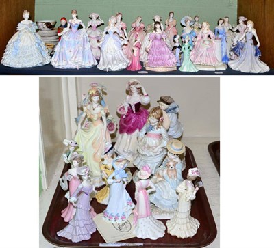 Lot 145 - Thirty five assorted Coalport figures together with Coalport and other plates and tea wares...