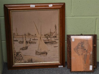 Lot 154 - A small Spindler marquetry picture; a Tunbridgeware photograph frame; a 19th century...