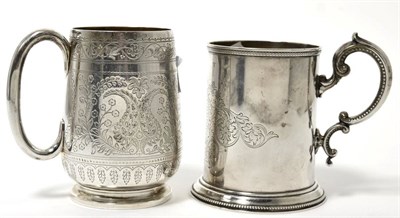 Lot 174 - Two Victorian silver Christening mugs, Messrs Barnard, London 1869 and 1874, the larger 9.5cm...