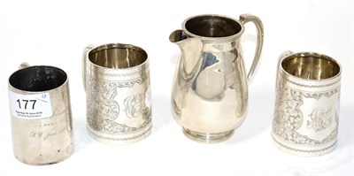 Lot 177 - A pair of Edwardian silver Christening mugs, by H & T, Birmingham, 1901, 7cm high; together...