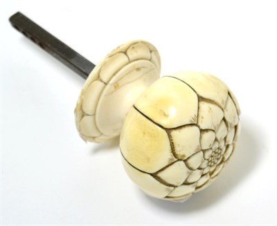 Lot 181 - A 19th century ivory door knob in the form of a lotus blossom