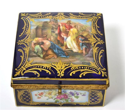 Lot 187 - A Sevres style porcelain large square lidded box