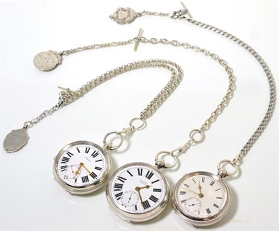 Lot 198 - Three open faced silver pocket watches, signed Harris Stone, Leeds, H Stone, Leeds, W...