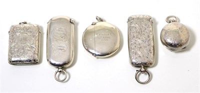 Lot 208 - Two silver combination vesta/ sovereign cases, a silver sovereign case and a further two silver...