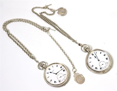 Lot 219 - Two silver open faced keyless pocket watches, signed J.W.Benson, London and Michaels, Bristol,...