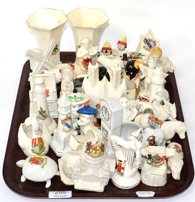 Lot 255 - Tray of various crested wares including Goss