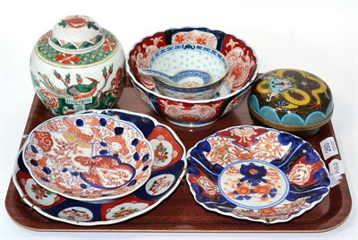 Lot 260 - A group of Oriental items including 19th century Japanese Imari wares, cloisonne box etc