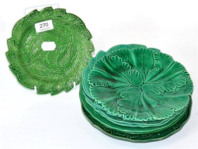 Lot 270 - Eight assorted 19th century green-glaze leaf dishes and others including Brameld (8)